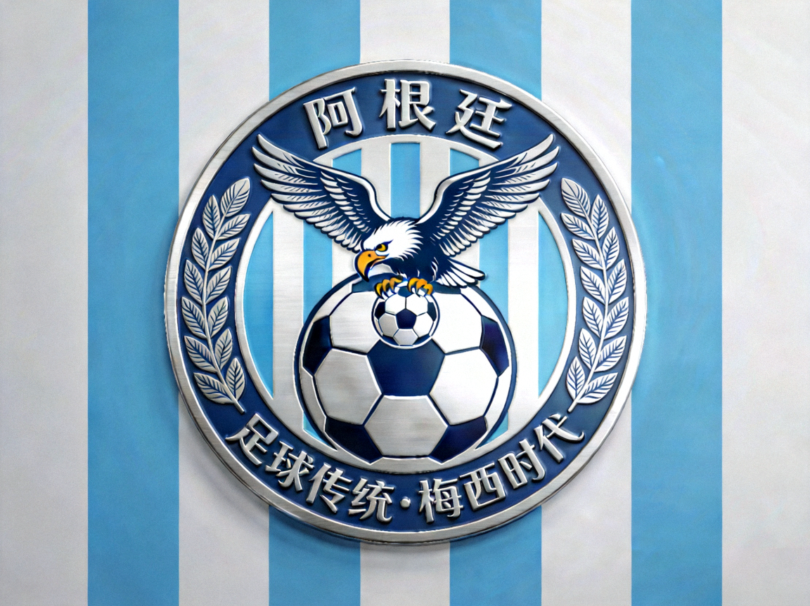 阿根廷国家足球队标志，蓝白条纹配色，代表潘帕斯雄鹰的足球传统与梅西时代的辉煌印记