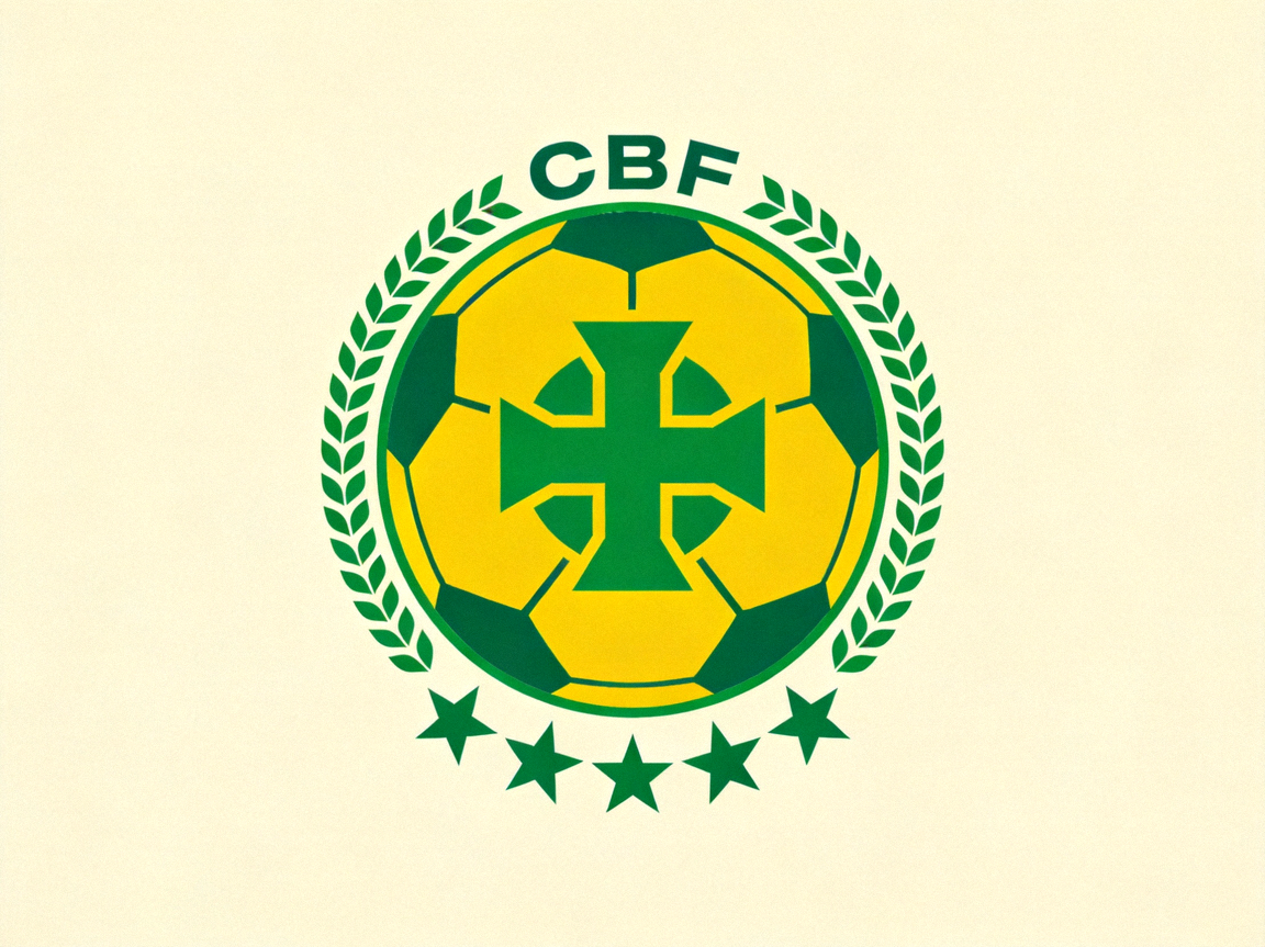 巴西国家足球队标志，传统黄色与绿色配色，象征桑巴军团的足球荣耀与五星冠军底蕴
